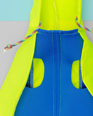Action Jacket Dog Pull-On Raincoat in Safety Yellow + Blue (Made in NYC)