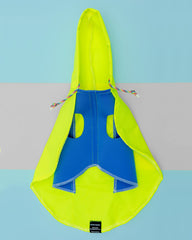 Action Jacket Dog Pull-On Raincoat in Safety Yellow + Blue (Made in NYC)
