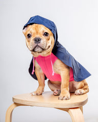 Action Jacket Pull-On Raincoat in Navy + Neon Pink (Made in NYC)