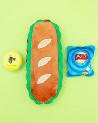 3-in-1 Sandwich Plush + Tennis Ball Dog Toy